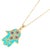 Floral Hamsa Hand Pendant Turquoise & Gold Necklace For Sale - Image 4 of 8