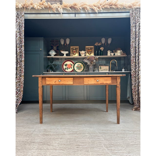 Farmhouse Table in Walnut and Oak, 1940s For Sale - Image 6 of 14