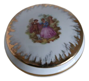 Mid 20th Century Vintage Limoges Courting Couple Trinket Box