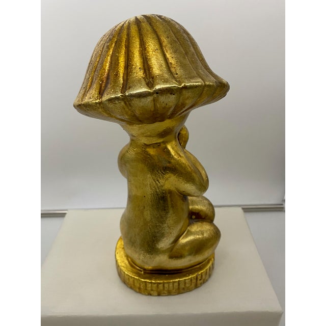 Ornamental & Decorative Materials 1950s Vintage Gold Finish Little Girl Figurine Piggy Bank For Sale - Image 7 of 10