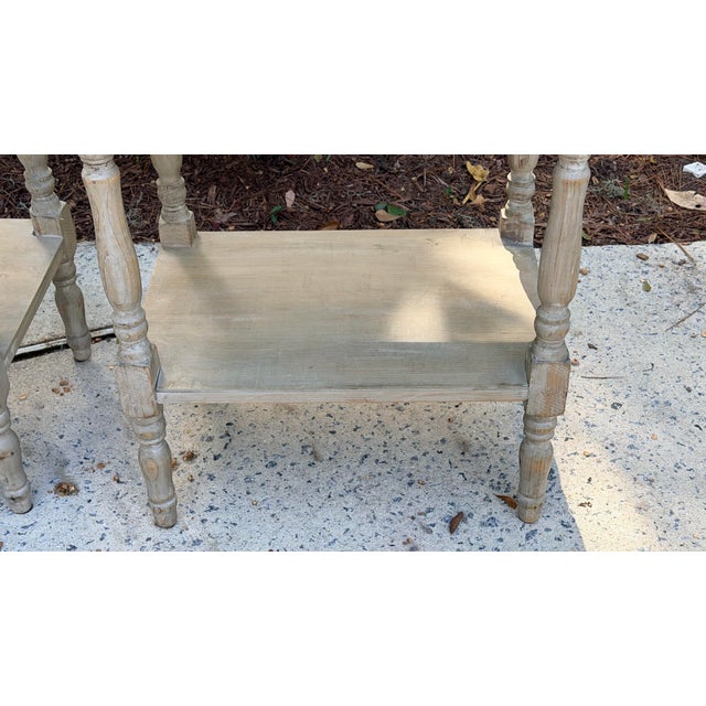 Pair Weathered Pine End Tables, Bedside Tables For Sale - Image 10 of 12