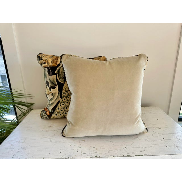Morris & Co. Traditional Velvet Pillows in Morris and Co. Forest Fabric - a Pair For Sale - Image 4 of 8