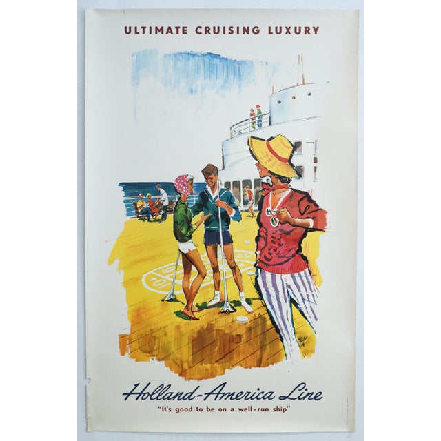 Date: 1960s Size: 24 x 37.75 inches Artist: Rien Poortvliet About The Poster: Original Holland America Line vintage cruise...
