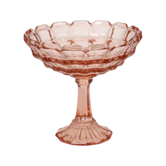 Art Deco Pink Rosaline Pressed Glass Fruit Bowl, 1930s For Sale - Image 13 of 16