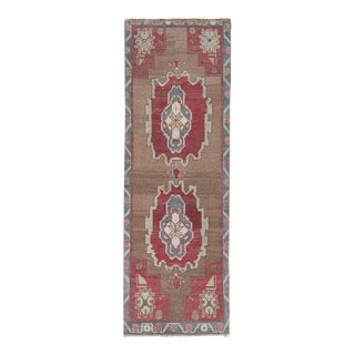 Vintage Taupe Turkish Karapinar Runner For Sale