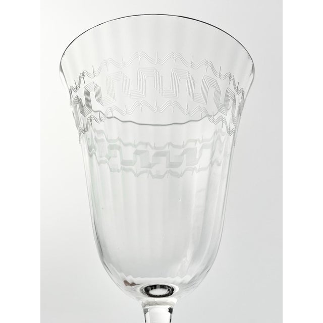 1920s 1920s Fostoria “Greek” Optic Greek Key Etched Wine or Water Glasses - Set of 9 For Sale - Image 5 of 5