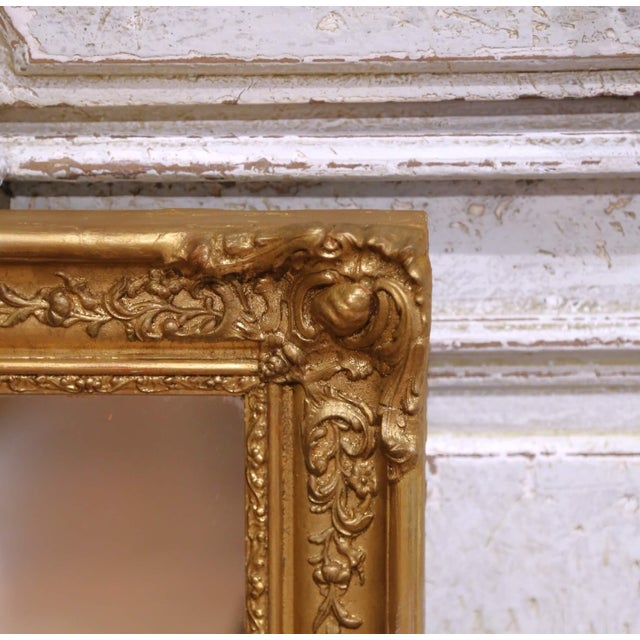French Antique Giltwood Wall Mirror, Louis XV Style, Hand-Carved, 1880 For Sale - Image 3 of 8