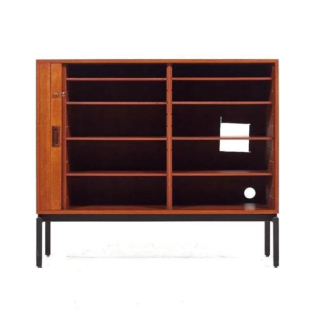 Mid Century Danish Teak Tambour Door Credenza For Sale In Chicago - Image 6 of 9