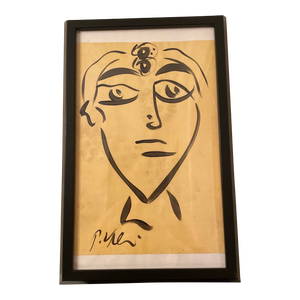 Late 20th Century Peter Keil Original Orange Abstract Portrait Paintings