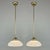 Art Deco White Opaline Glass and Brass Pendants, Sweden, 1940s, Set of 2 For Sale - Image 3 of 14