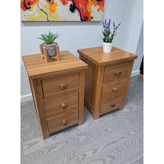 Brown Vintage Bedside Tables in Oak, Set of 2 For Sale - Image 8 of 18
