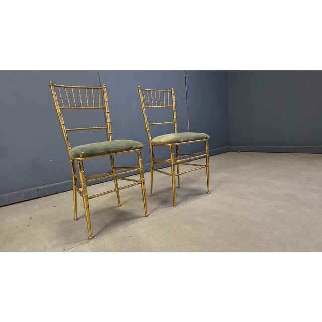 Brass Faux Bamboo Chairs, 1960s, Set of 2 For Sale - Image 9 of 14