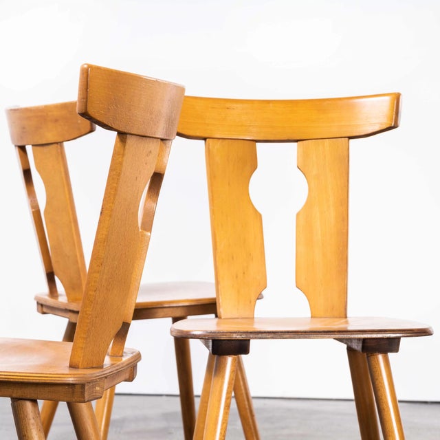 Industrial Handmade Blonde Dining Chairs, Alsace, France, 1950s, Set of 6 For Sale - Image 8 of 11