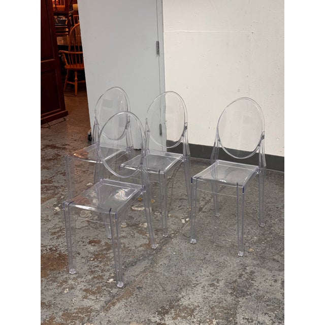 Transitional Philippe Starck Style Ghost Side Chairs, Set of Four For Sale - Image 3 of 12