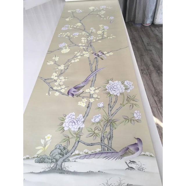 Chinoiserie Mural Hand Painted Wallpaper - 4 Panels For Sale - Image 4 of 4