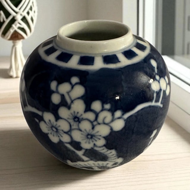 Vintage Blue & White Prunus Blossom Ginger Jar For Sale - Image 9 of 9