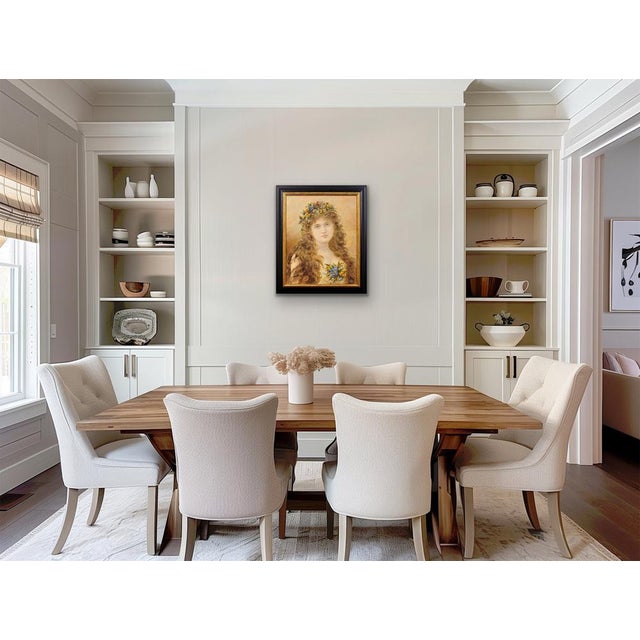 Alice Anne Renshaw, Portrait of a Young Lady with Springtime Flowers in Her Curls, Watercolour & Gouache, 1800s For Sale - Image 11 of 18