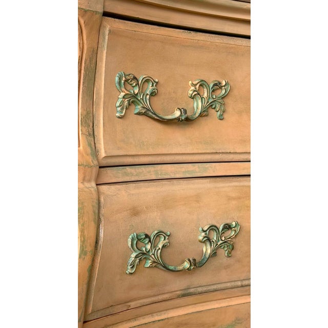 Tangerine Late 20th Century Artisan Hand-Painted Tangerine Baroque 3-Drawer Dresser | Distressed & Patinated | Maison Martine For Sale - Image 8 of 8