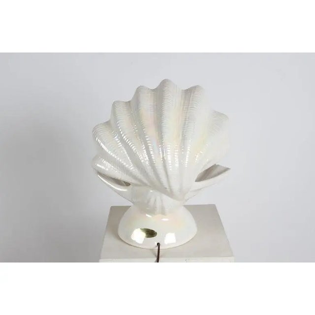 White 1980s Mid-Century Modern Oyster Shell Lamp: Clam Shell: Sea Shell Lamp Art Deco For Sale - Image 8 of 8