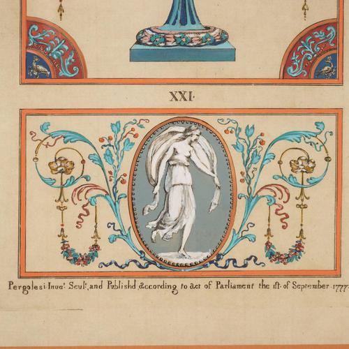 Michelangelo Pergolesi, Designs, 1770s, Etchings, Framed, Set of 2 For Sale - Image 6 of 11