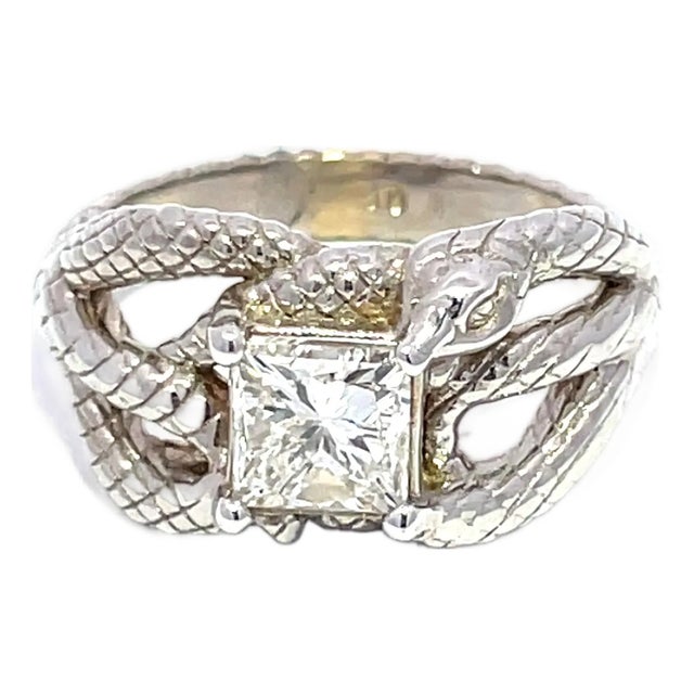 Gia Certified 1ct G Vs2 Diamond Biting Snake Ring, Size 6 For Sale