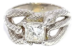 Gia Certified 1ct G Vs2 Diamond Biting Snake Ring, Size 6