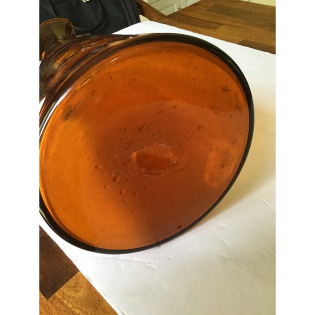 Glass 20th Century Blenko Orange Pitcher Winslow Anderson For Sale - Image 7 of 9
