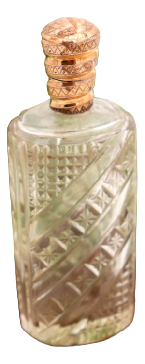 Perfume Bottle in Cut Glass with Gold Cap