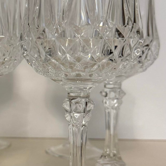 Vintage French Cristal D’Arques Longchamp Crystal Wine Glasses Set of 8 For Sale In Raleigh - Image 6 of 8
