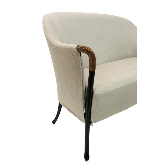 Mid-Century Modern Loveseat with Pouf by Umberto Asnago, 1980s, Set of 2 For Sale - Image 3 of 8