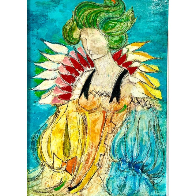 Surrealism Lazzaro Donati, Italian Modernist Surrealist Woman Color Oil Painting Lazzaro Donati La Regina, 1961 For Sale - Image 3 of 14