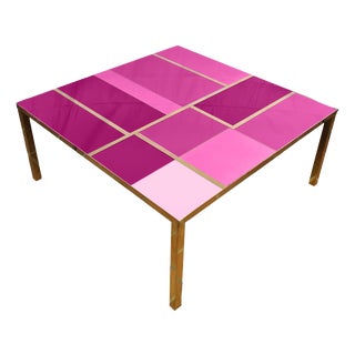 Coffee Table in Purple Murano Glass with Brass Trim and Legs from Justfurnituress SRL For Sale