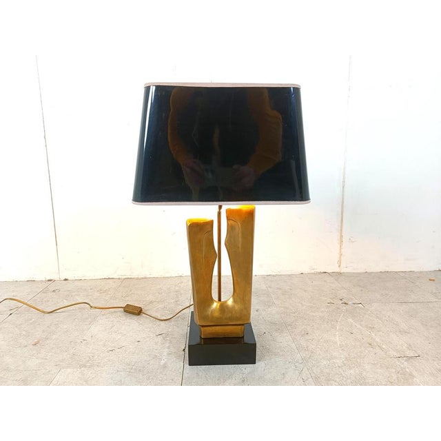 Mid-Century Brass Leaf Table Lamp, 1970s For Sale - Image 9 of 12
