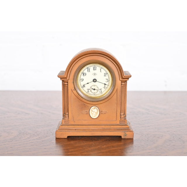 Benedict Studios Arts & Crafts Bronze Mantel Clock, Circa 1910 | Chairish