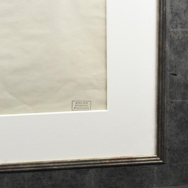 French artist Etienne Poirier (1919-2002) designed this stunning modernist drawing. This work is a charcoal-on-paper...