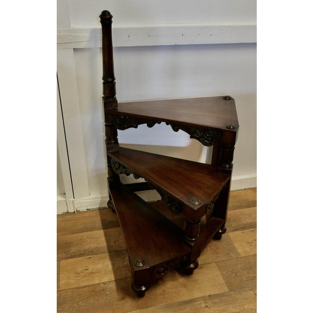 Victorian Spiral Library Steps with Turned Supports For Sale - Image 3 of 7