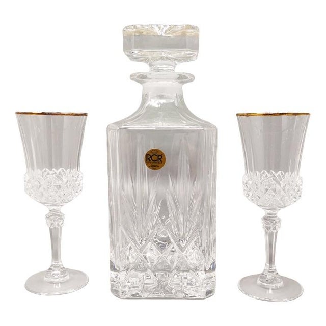 Crystal Decanter and Glasses from RCR, Set of 3 For Sale - Image 8 of 8