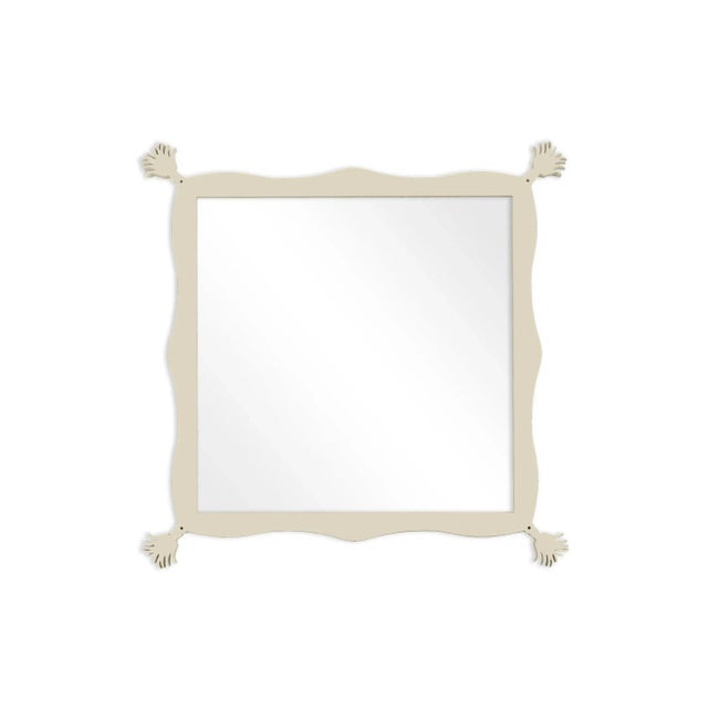 Contemporary Fleur Home Carnival Iko Iko Square Mirror in Delaware Putty, 39x39 For Sale - Image 3 of 3
