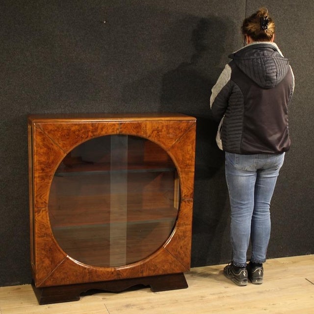 20th Century Italian Walnut Display Cabinet, 1930s For Sale - Image 3 of 13