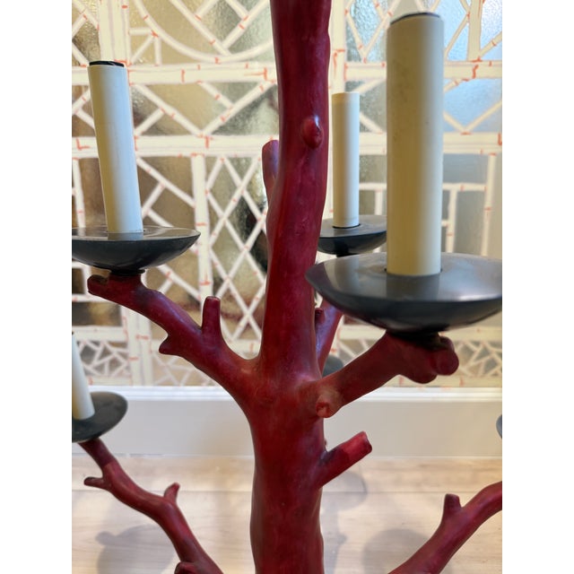 Faux Coral Oriel Harwood Attrib Chandelier For Sale - Image 11 of 12