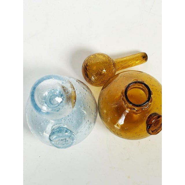 Blown Glass Bottles from Biot, France, 1970s, Set of 2 For Sale - Image 11 of 12