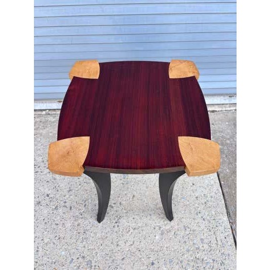 Jeffrey Greene Postmodern Side Table, Mahogany & Curly Maple, 1990 For Sale In Philadelphia - Image 6 of 8
