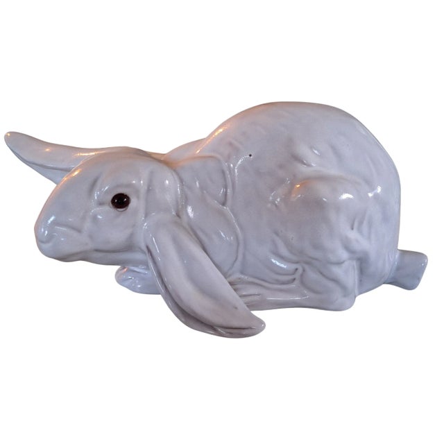 Vintage Terra Cotta Flop Eared Easter Rabbit After Bavent France For Sale - Image 12 of 12