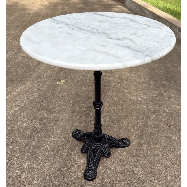 Vintage French Marble Top Pub Table For Sale - Image 4 of 9
