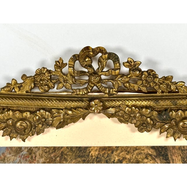Antique Miniature Portrait Painting of Young Lady in Gilded Ribbon Crest Bow Frame For Sale - Image 4 of 18