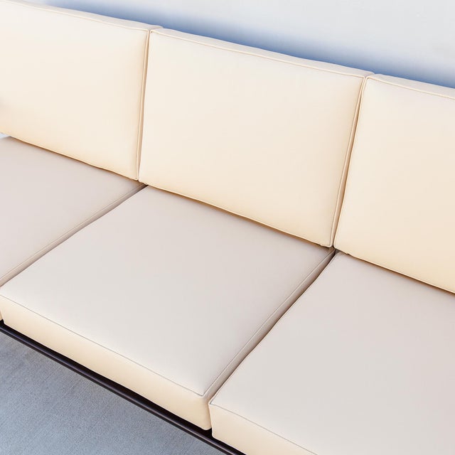 Wood Restored Ib Kofod-Larsen for Selig Danish Modern Three Seat Sculptural "Blade" Sofa in Leather For Sale - Image 7 of 18