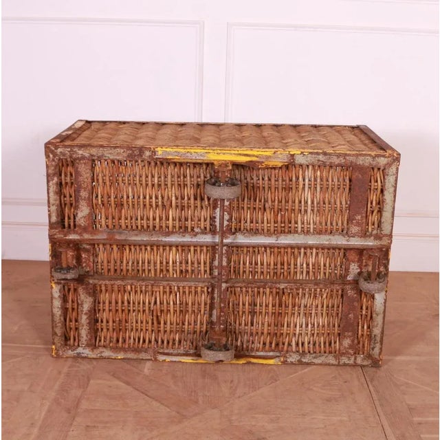 1920s Metal and Wicker Log Basket on Wheels, 1920s For Sale - Image 5 of 6