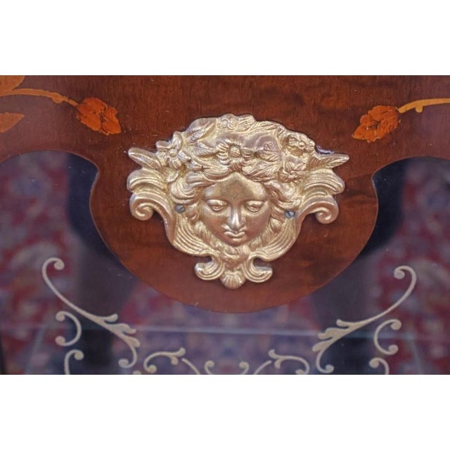 Italian Louis XV Style Inlaid Glass Door Pedestal Cabinet For Sale - Image 4 of 10