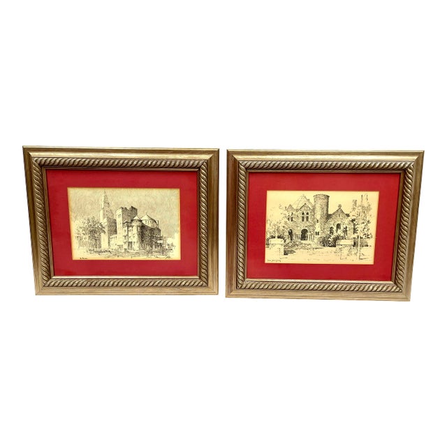 Mid-Century Memphis Architectural Drawings by Paul Penczner - a Pair For Sale