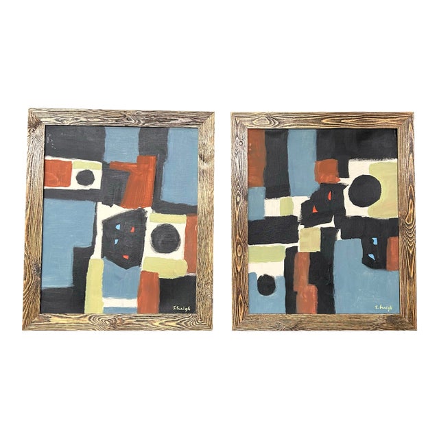 Two Contemporary Original Abstract Paintings by Stephen Heigh “Reunion 1-2” (Set of Two) For Sale